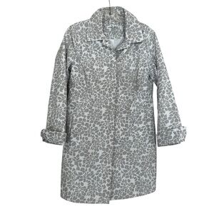 Eddie Bauer Gray Floral Women's Trench Coat Sz Small